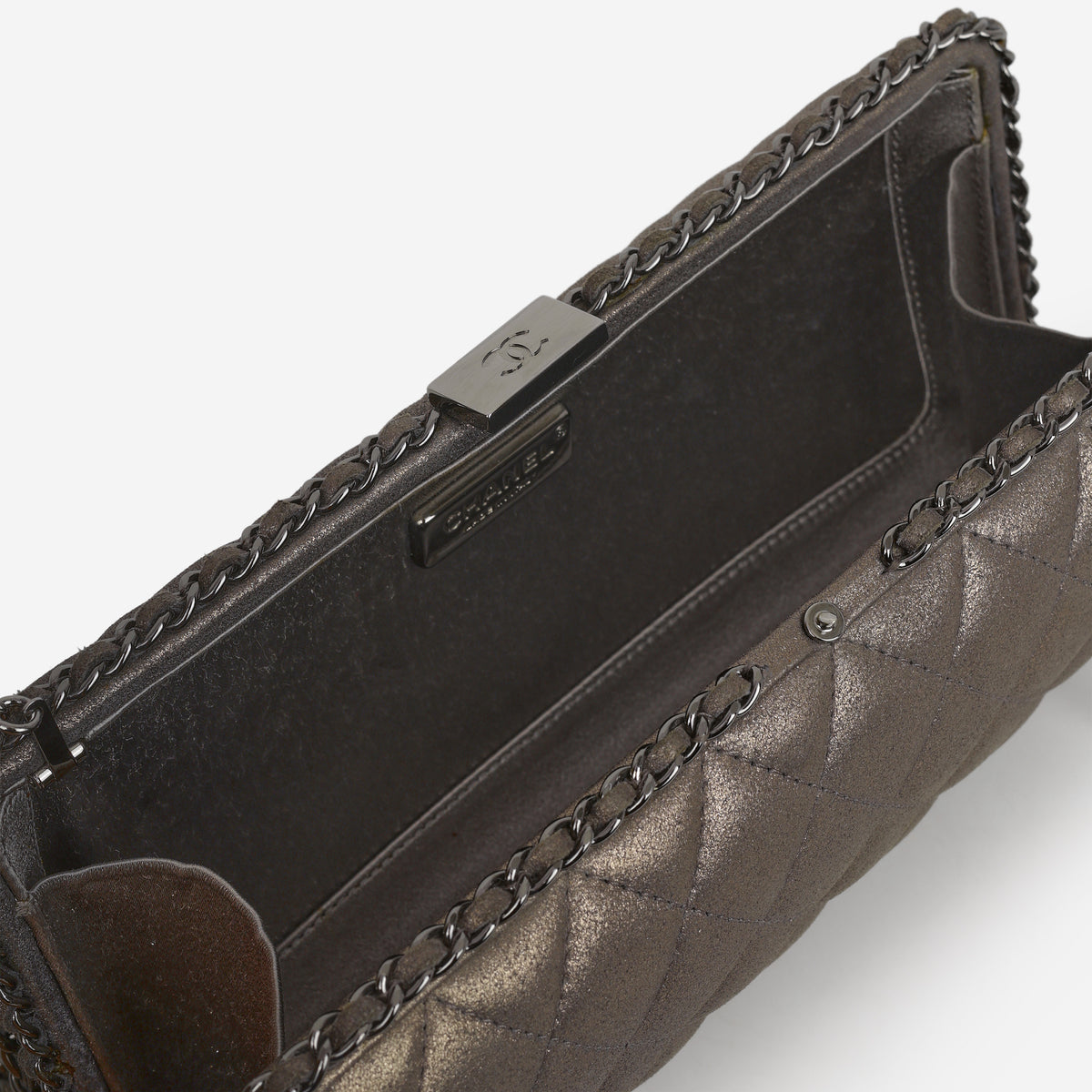Chanel Timeless CC Chain Around Clutch - Grey Metallic Lambskin | Gunmetal Hardware