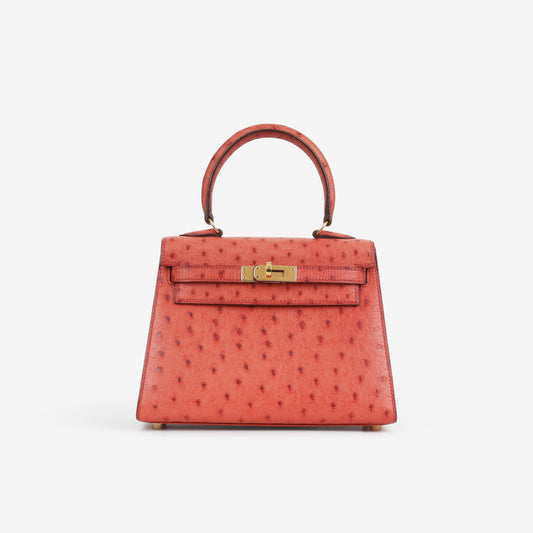 Hermès Vintage Kelly 20 - Rouge Vif Ostrich | Gold Hardware