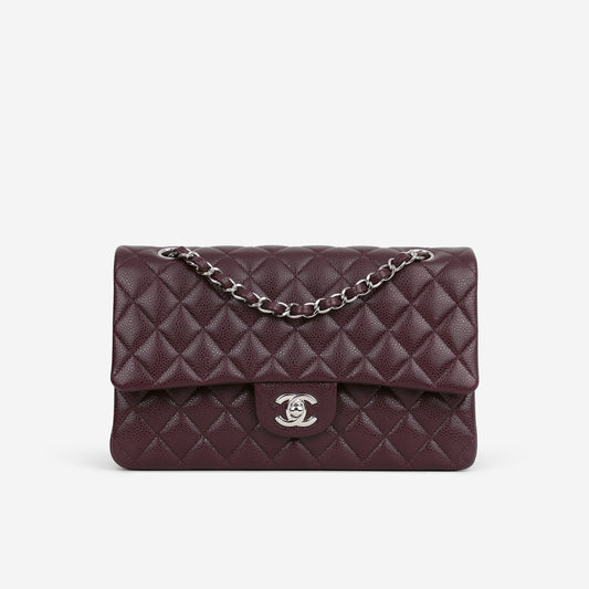 Chanel Medium Classic Flap - Aubergine Caviar | Silver Hardware