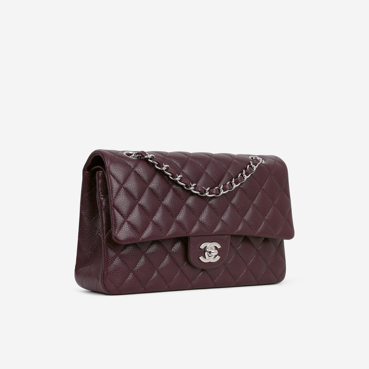 Chanel Medium Classic Flap - Aubergine Caviar | Silver Hardware