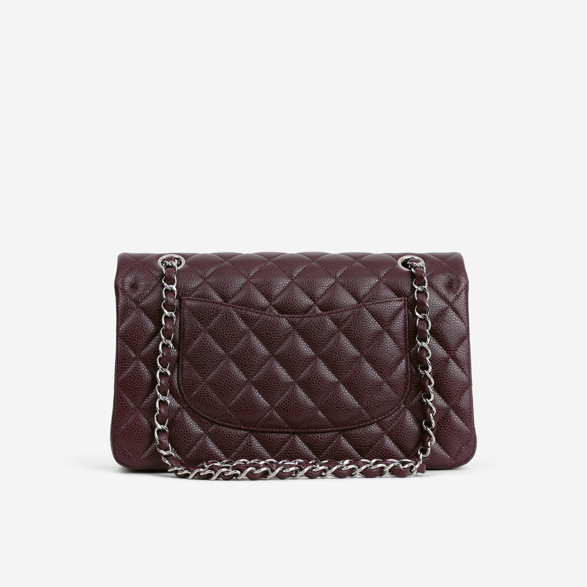 Chanel Medium Classic Flap - Aubergine Caviar | Silver Hardware