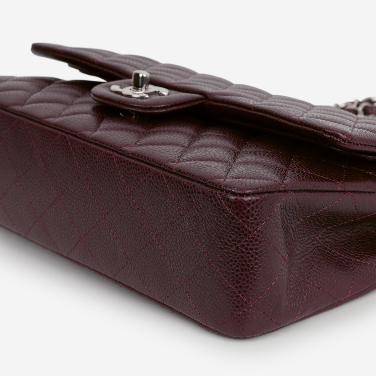 Chanel Medium Classic Flap - Aubergine Caviar | Silver Hardware