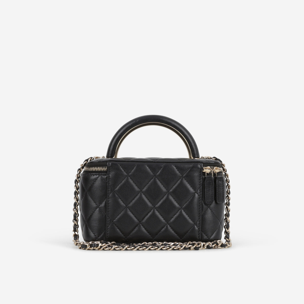 Chanel Small Metal Top Handle Vanity - Black Lambskin | Champagne Gold Hardware