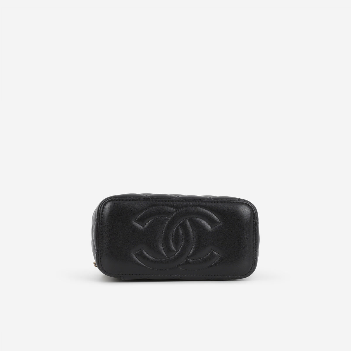 Chanel Small Metal Top Handle Vanity - Black Lambskin | Champagne Gold Hardware