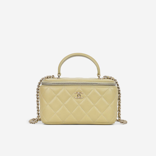 Chanel Top Handle Vanity - Pale Yellow Lambskin | Champagne Gold Hardware