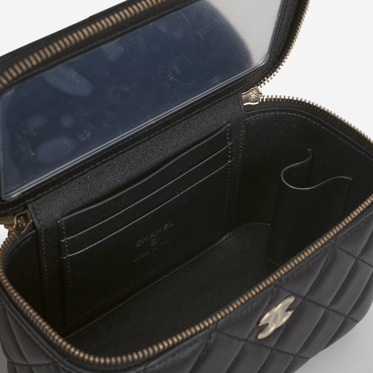 Chanel Top Handle Vanity - Black Lambskin | Champagne Gold Hardware