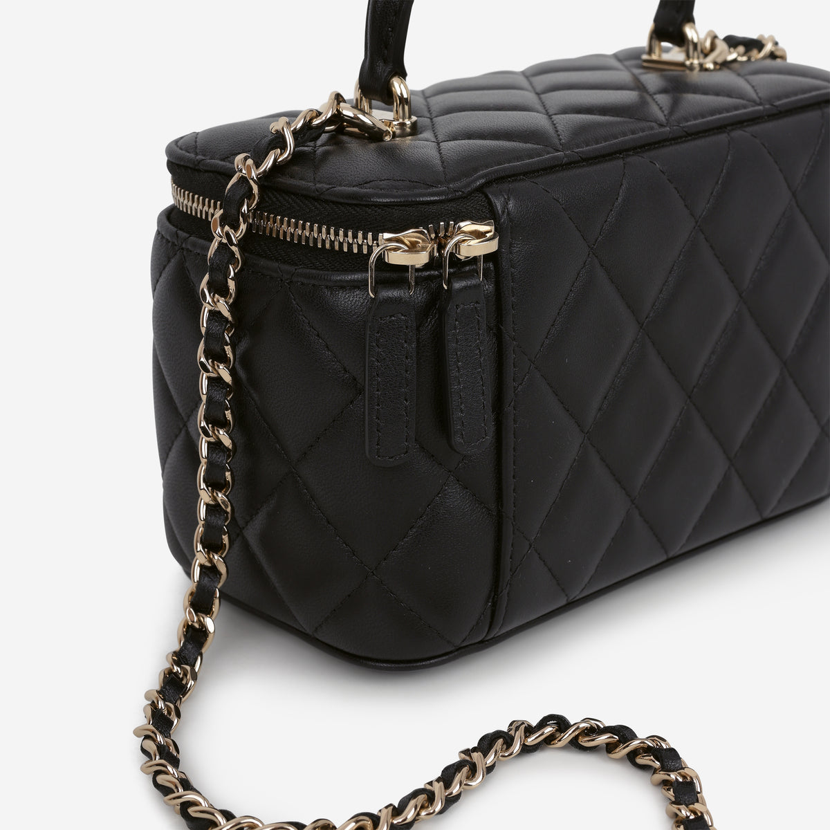 Chanel Top Handle Vanity - Black Lambskin | Champagne Gold Hardware