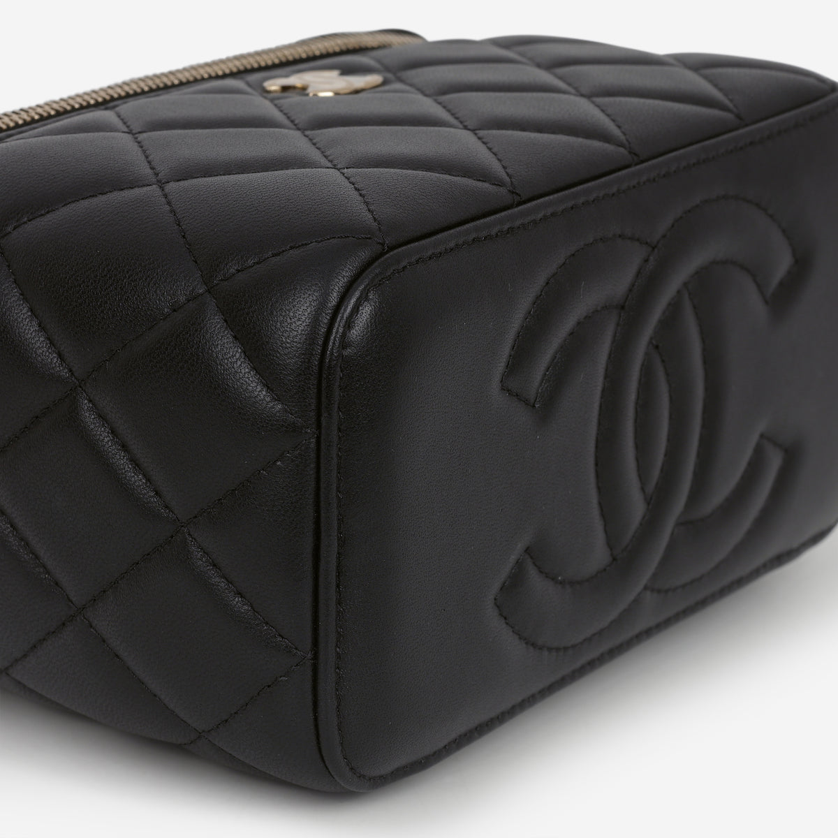 Chanel Top Handle Vanity - Black Lambskin | Champagne Gold Hardware