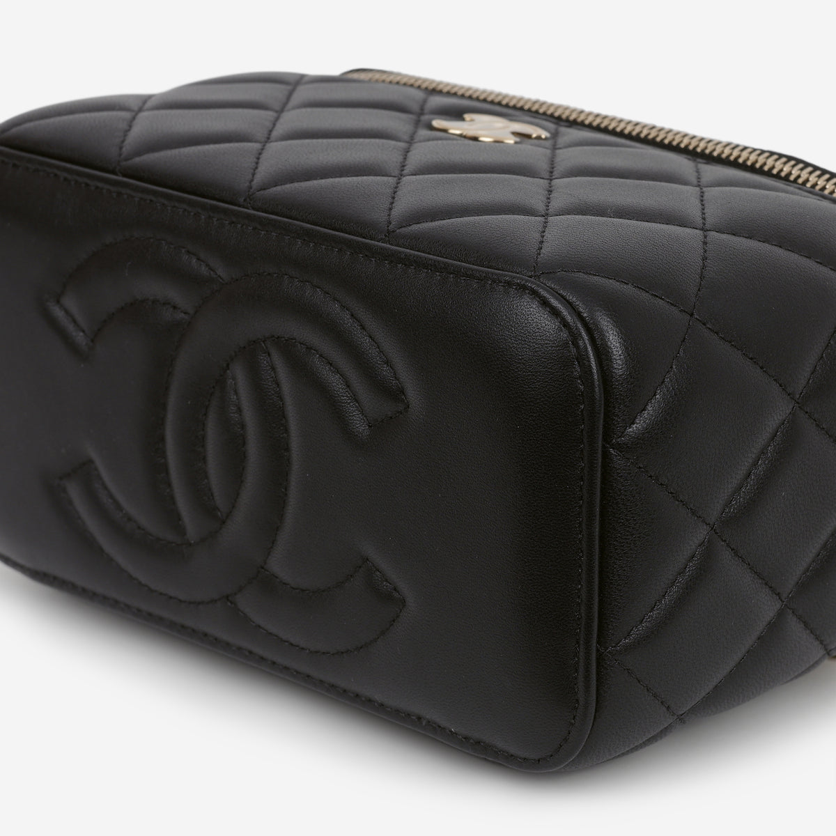 Chanel Top Handle Vanity - Black Lambskin | Champagne Gold Hardware