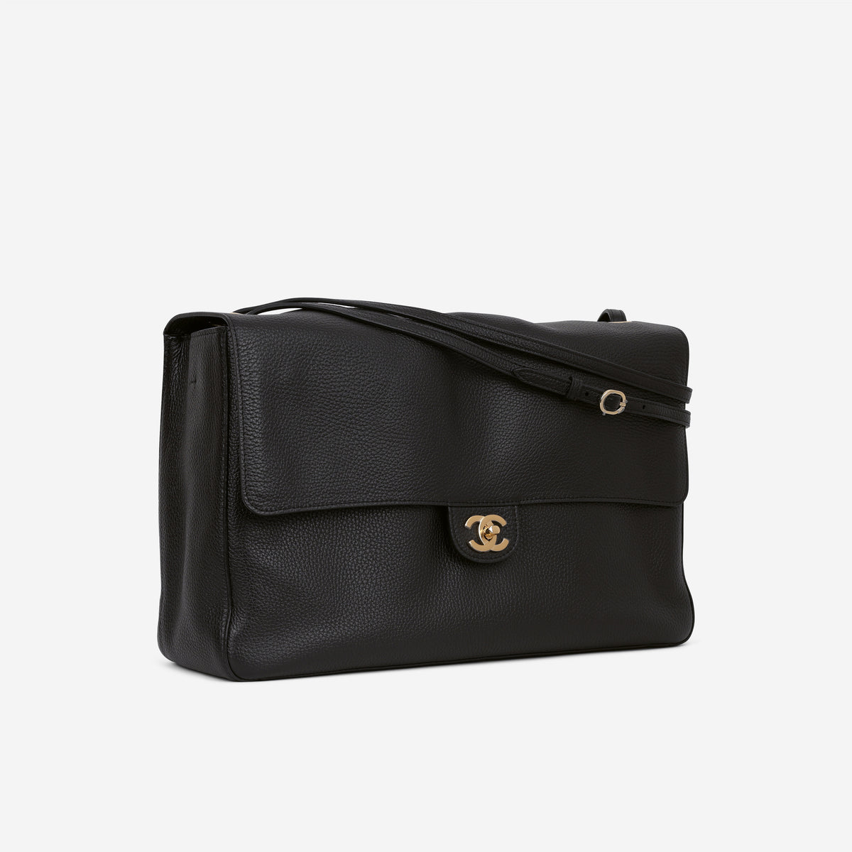 Chanel Maxi Flap 38 Bag - Black Grained Calfskin | Gold Hardware