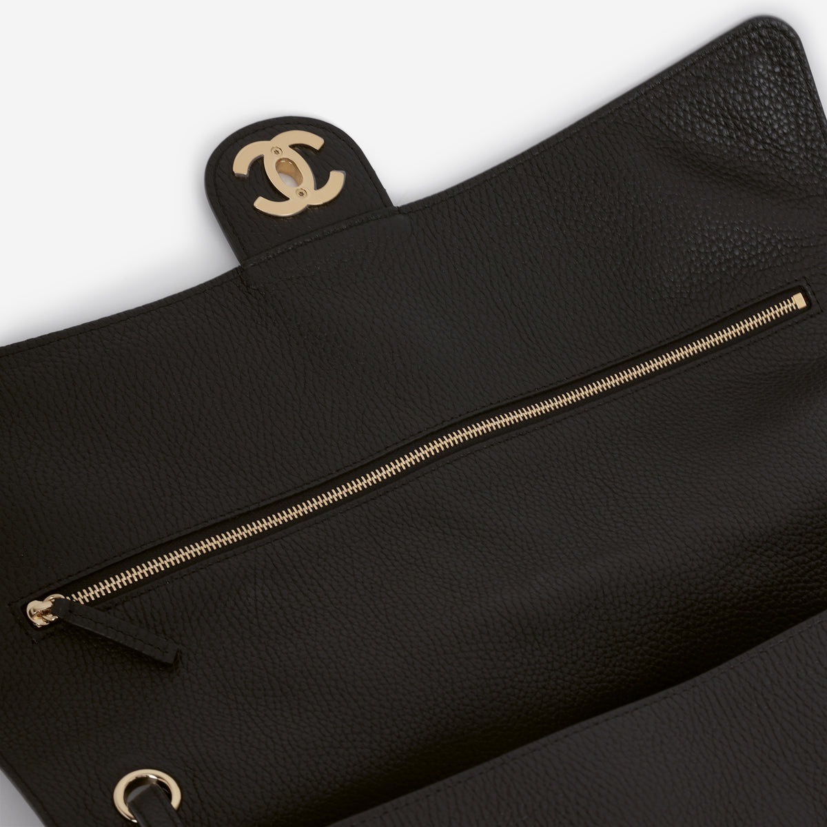Chanel Maxi Flap 38 Bag - Black Grained Calfskin | Gold Hardware