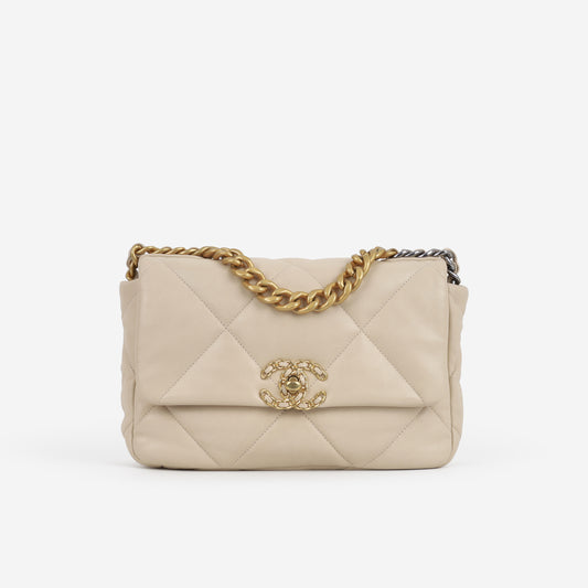 Chanel Small 19 Flap - Beige Lambskin | Mixed Hardware