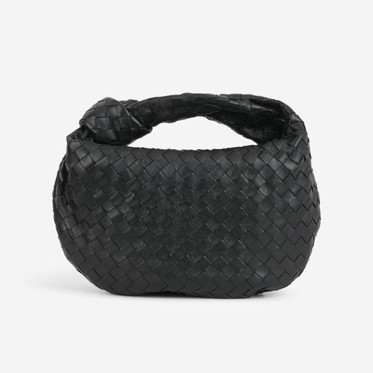 Bottega Small Jodie Shoulder Bag - Black Intrecciato | Silver Hardware