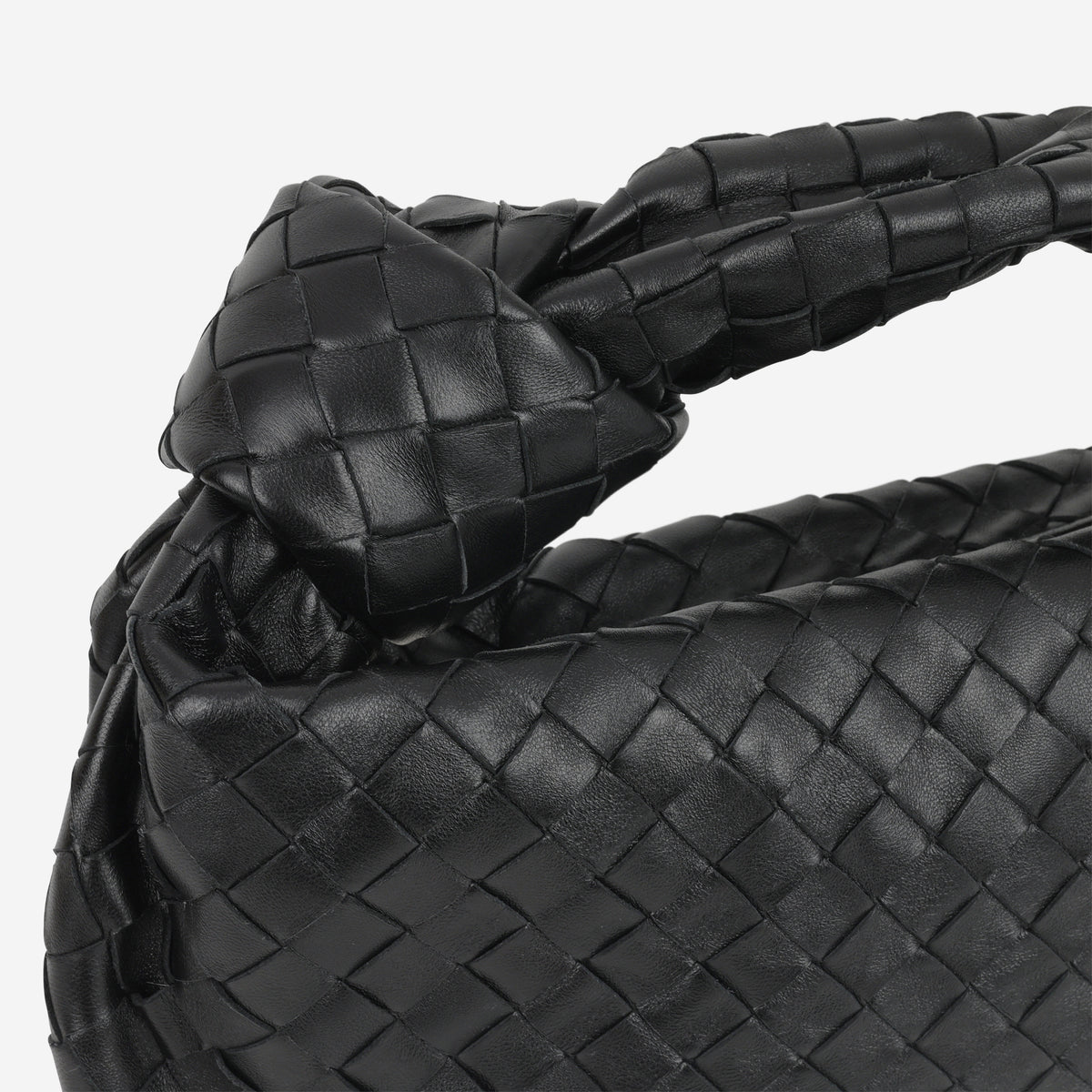 Bottega Small Jodie Shoulder Bag - Black Intrecciato | Silver Hardware
