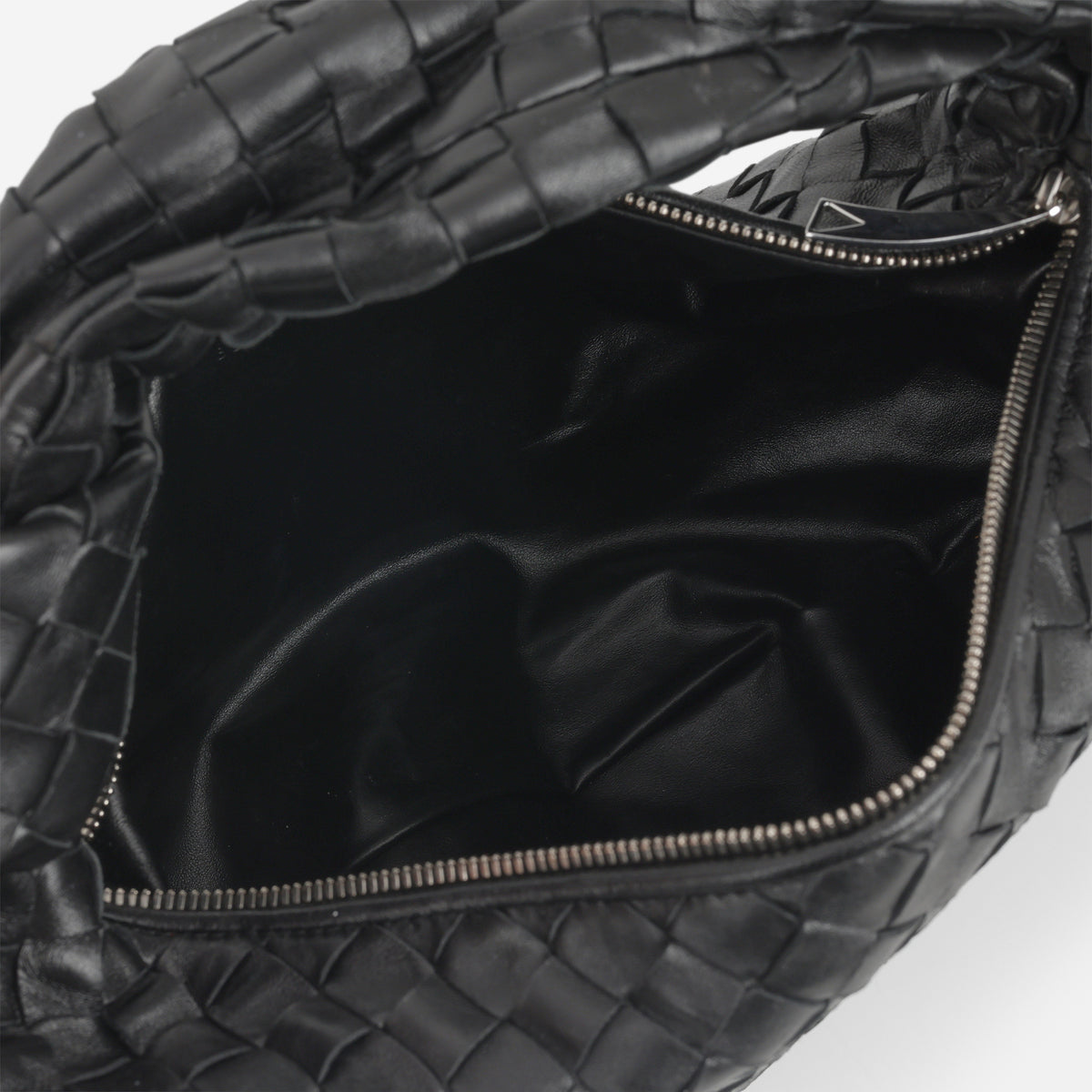 Bottega Small Jodie Shoulder Bag - Black Intrecciato | Silver Hardware