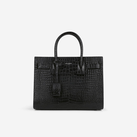Saint Laurent Mini Sac de Jour - Black Croc Embossed | Silver Hardware