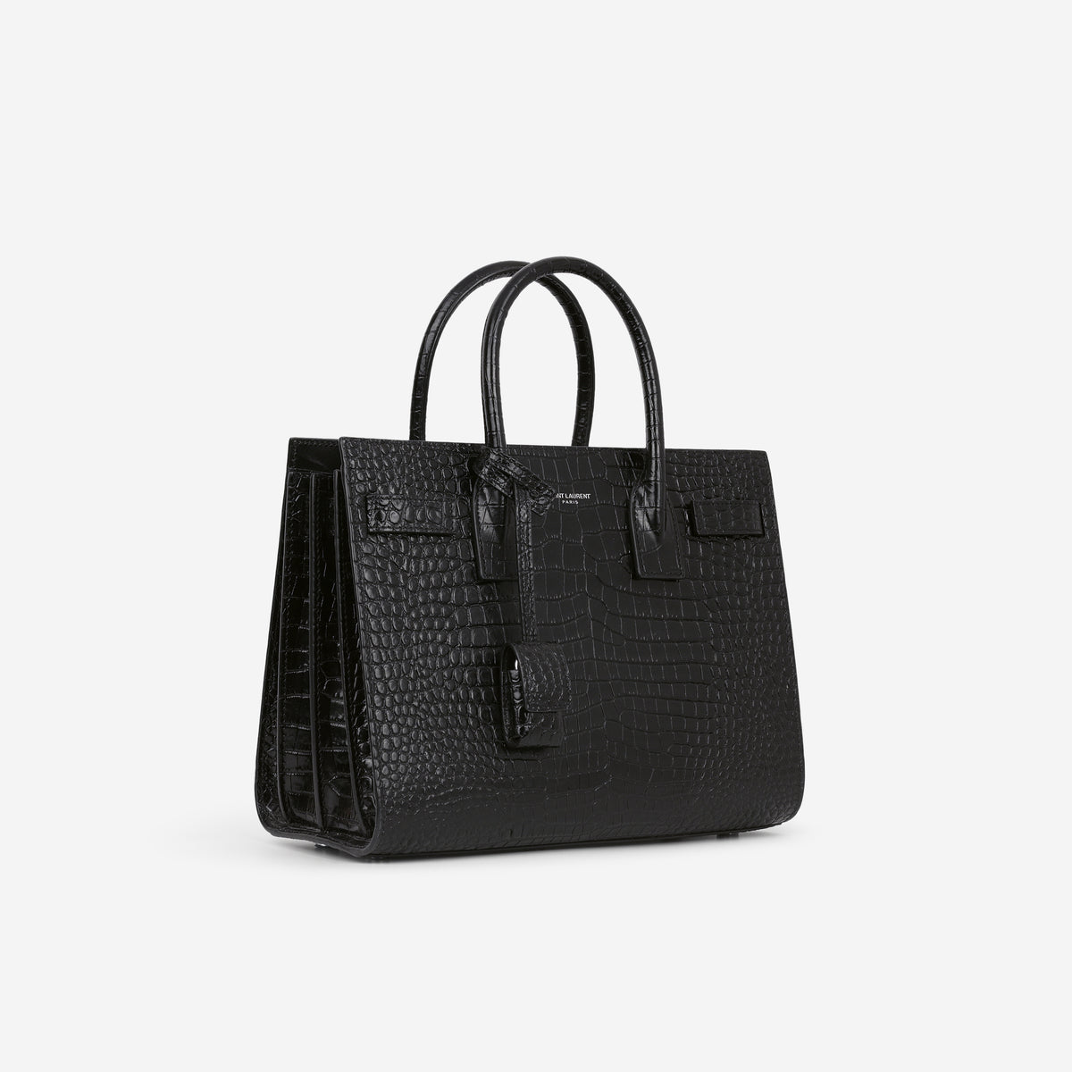 Saint Laurent Mini Sac de Jour - Black Croc Embossed | Silver Hardware