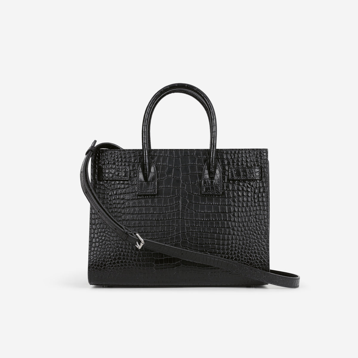 Saint Laurent Mini Sac de Jour - Black Croc Embossed | Silver Hardware