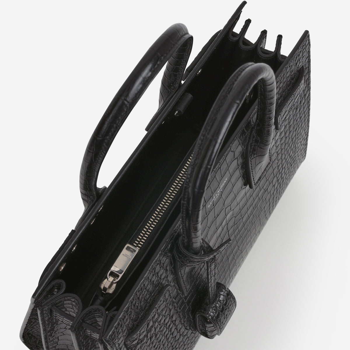 Saint Laurent Mini Sac de Jour - Black Croc Embossed | Silver Hardware