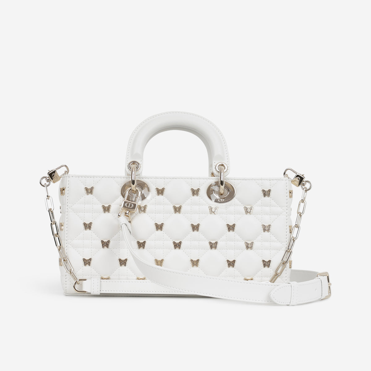Dior Small Lady D-Joy - Latte Lambskin / Butterfly Motif | Champagne Gold Hardware