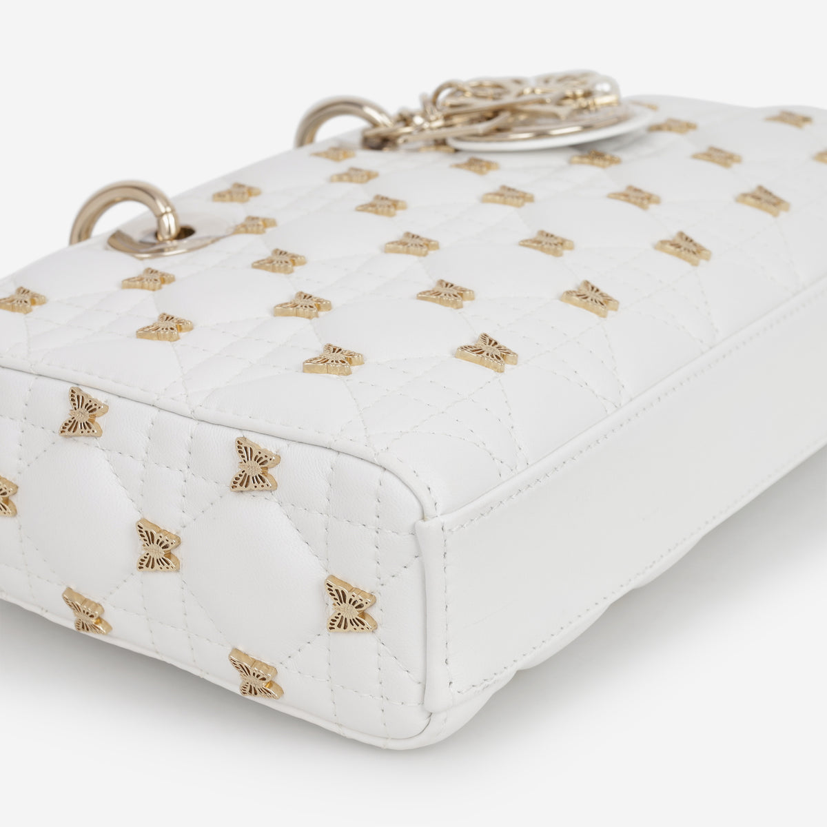 Dior Small Lady D-Joy - Latte Lambskin / Butterfly Motif | Champagne Gold Hardware