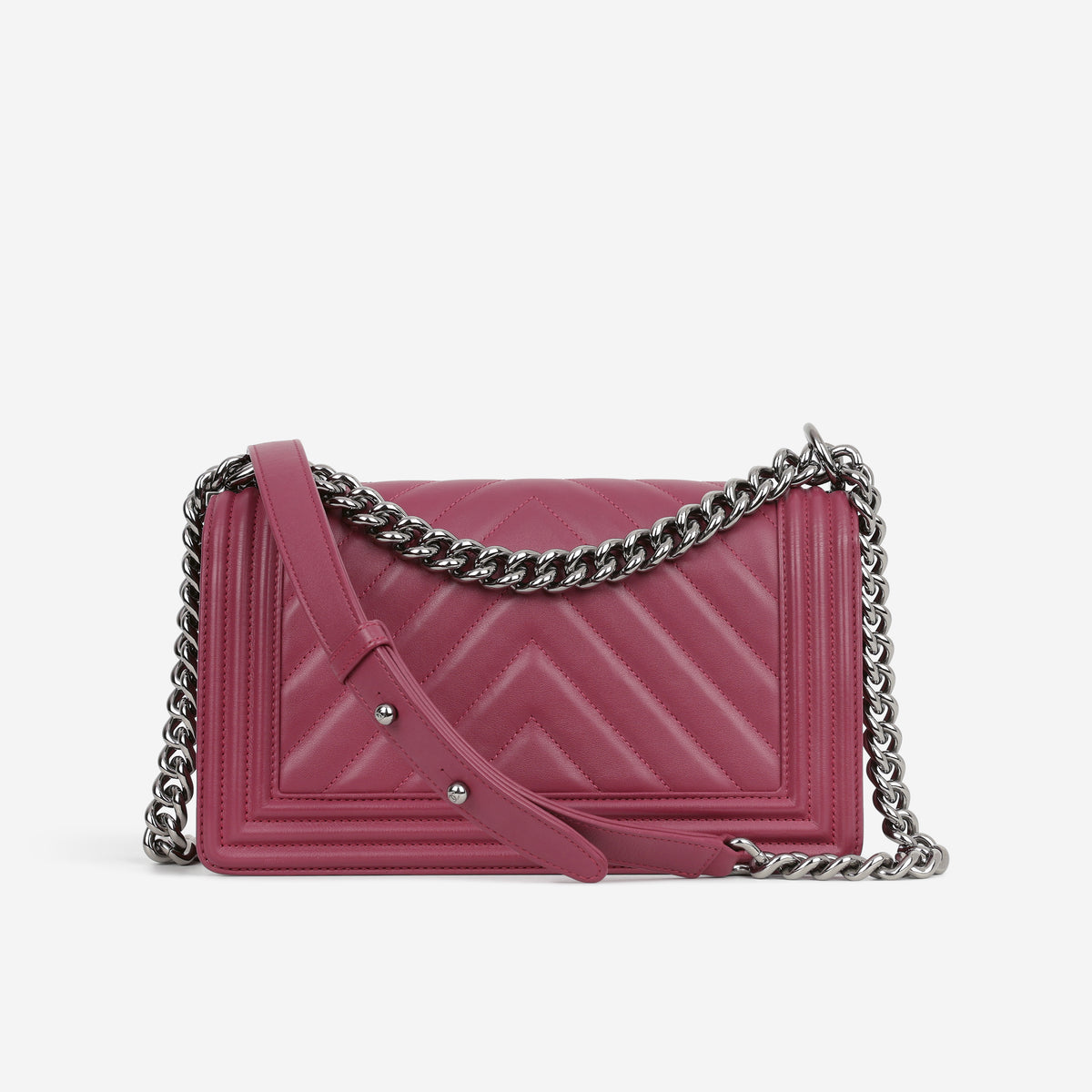 Chanel Old Medium Boy Bag - Dark Pink Lambskin | Gunmetal Hardware