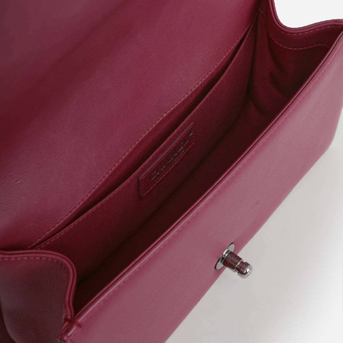 Chanel Old Medium Boy Bag - Dark Pink Lambskin | Gunmetal Hardware