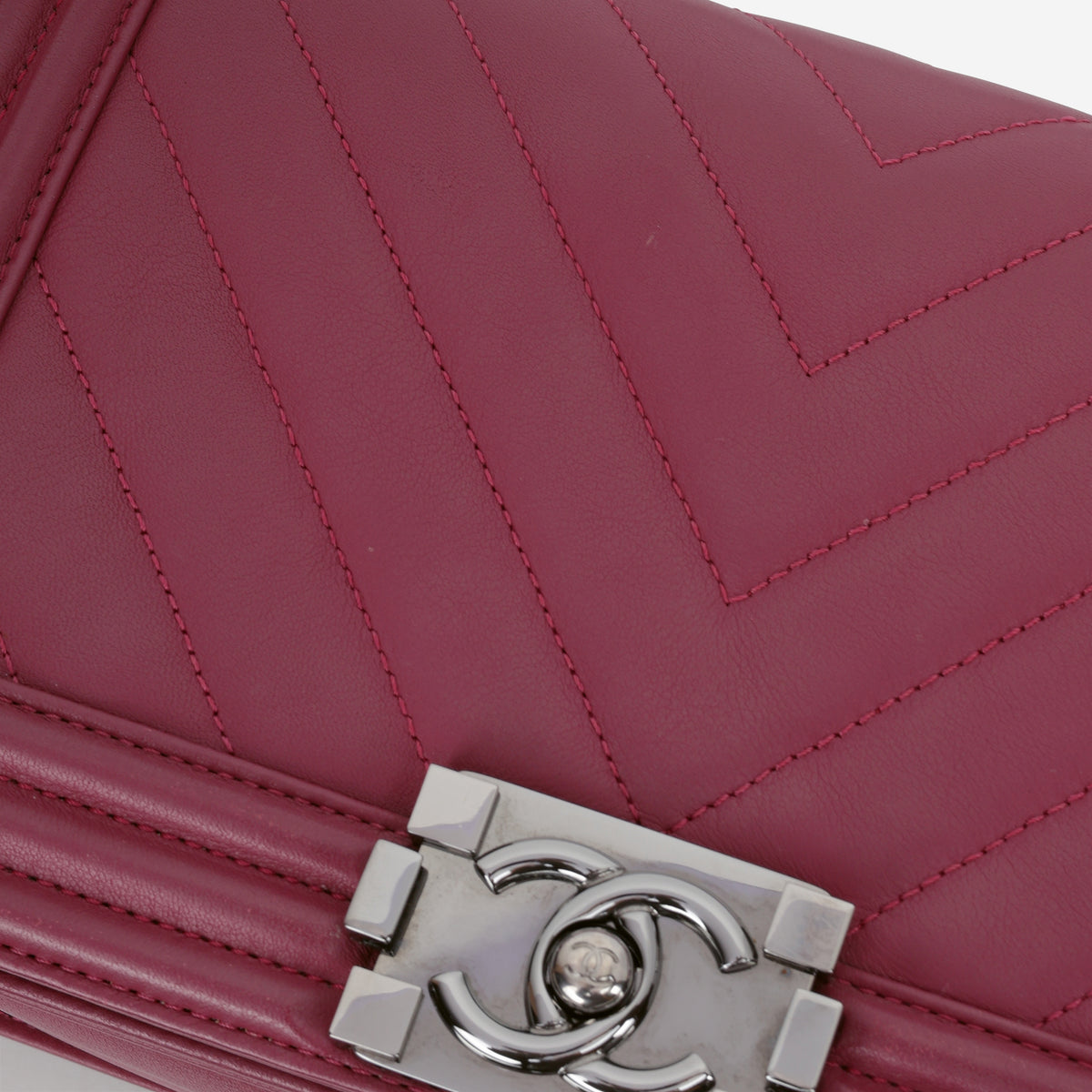 Chanel Old Medium Boy Bag - Dark Pink Lambskin | Gunmetal Hardware