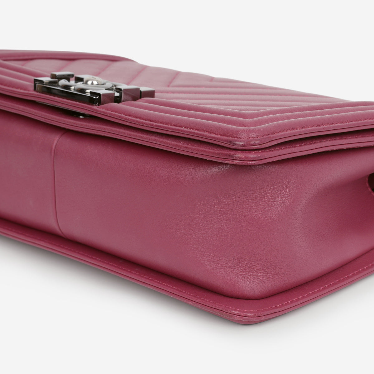Chanel Old Medium Boy Bag - Dark Pink Lambskin | Gunmetal Hardware