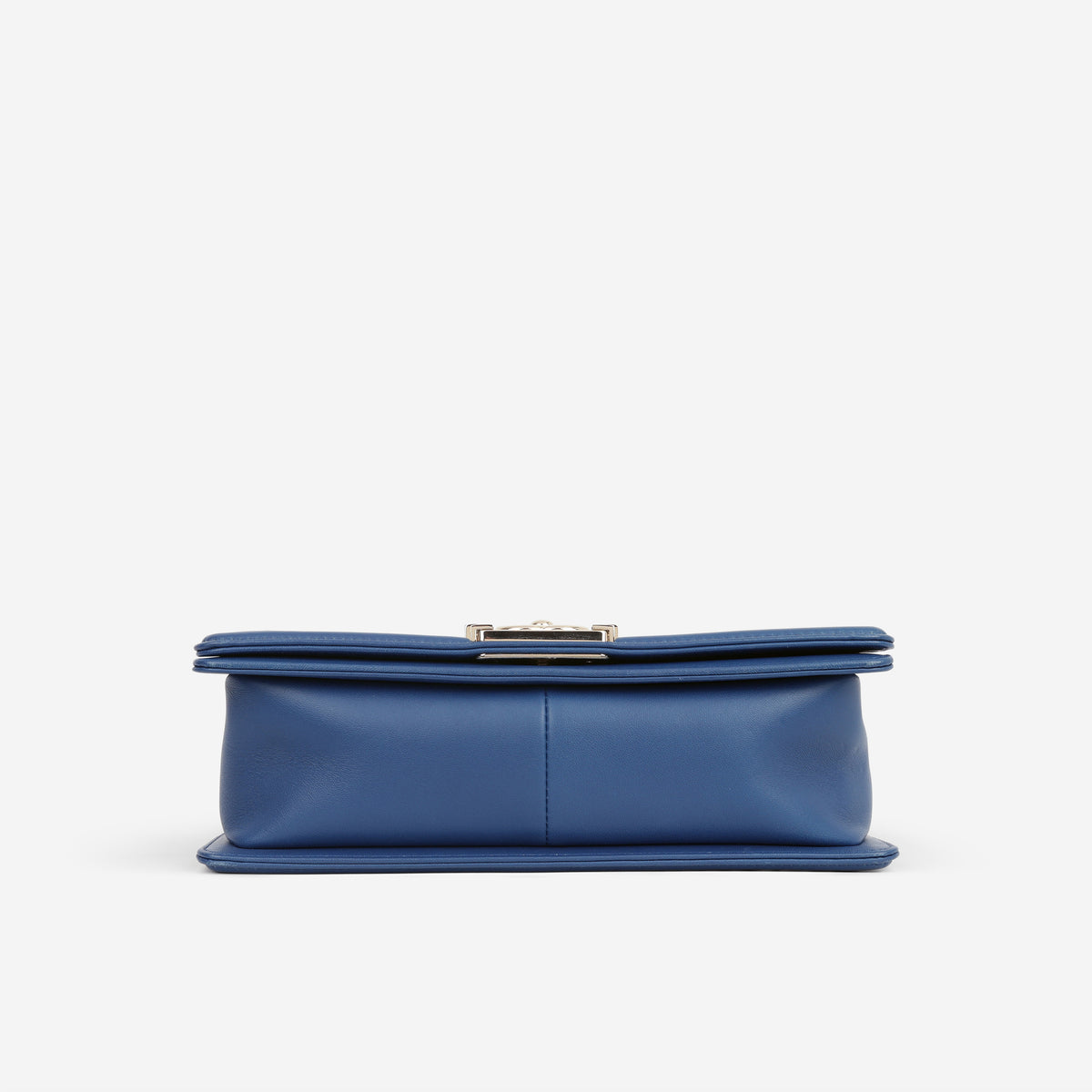 Chanel Old Medium Boy Bag - Blue Chevron Lambskin | Champagne Gold Hardware