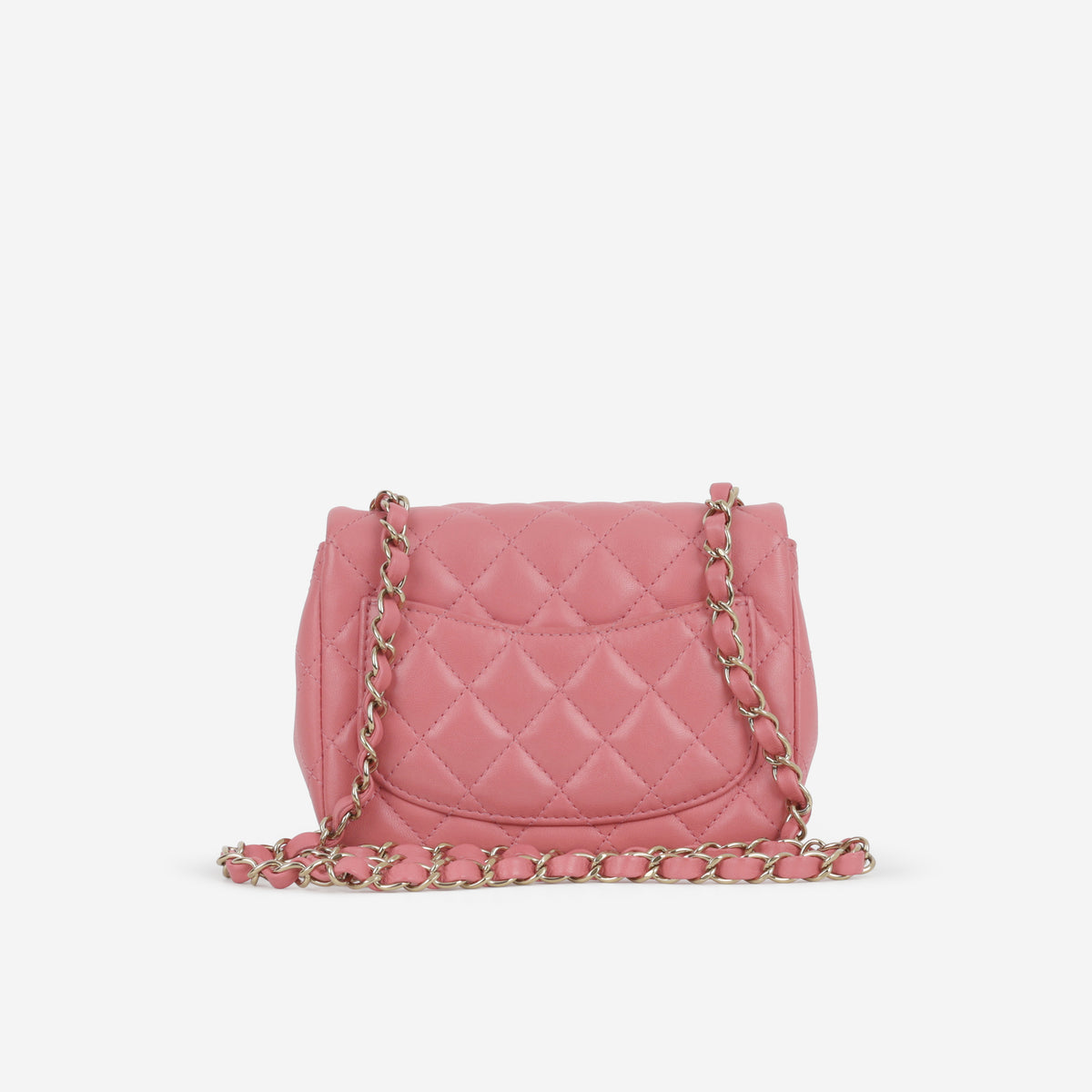 Chanel Mini Square Flap - Rose Pink Lambskin | Champagne Gold Hardware