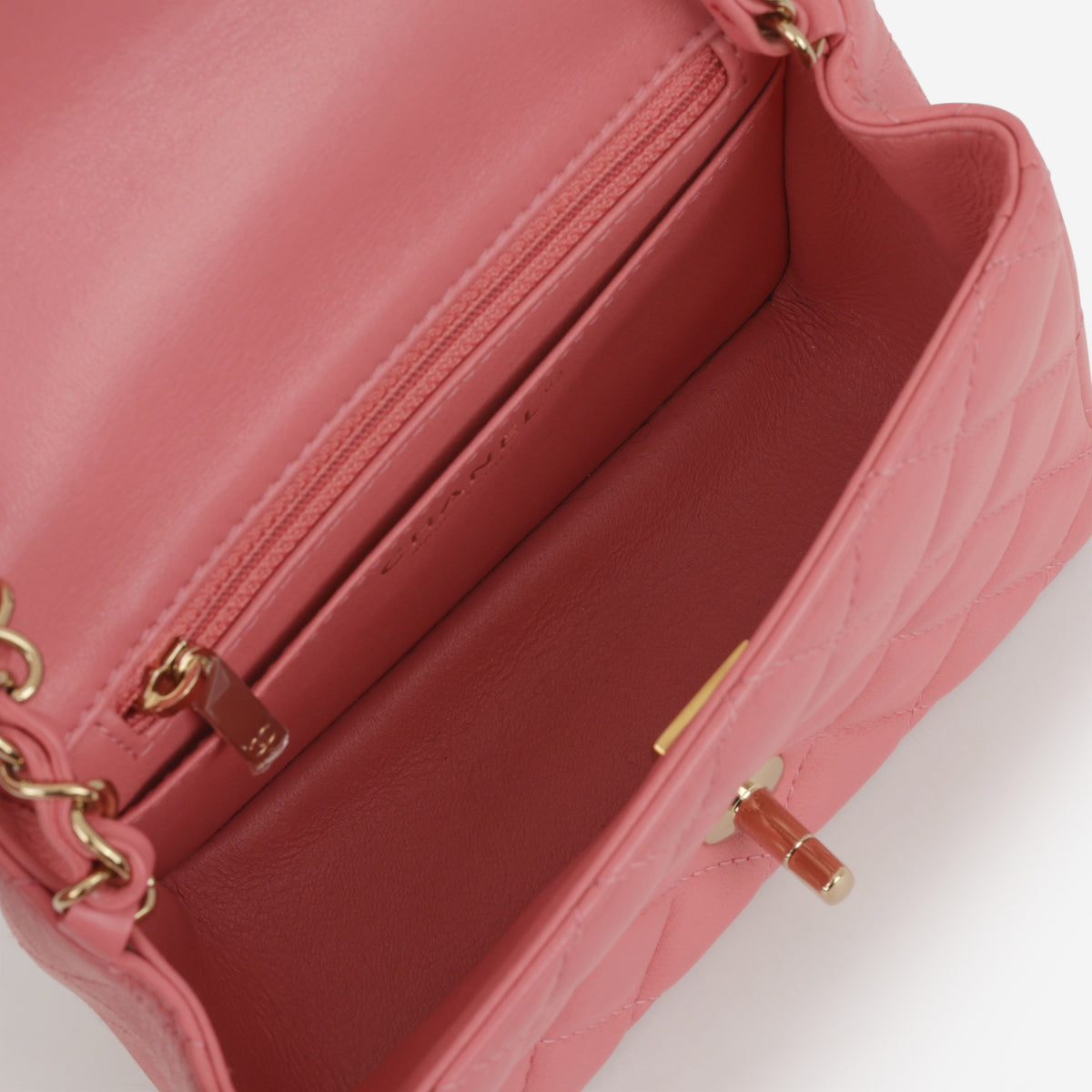 Chanel Mini Square Flap - Rose Pink Lambskin | Champagne Gold Hardware