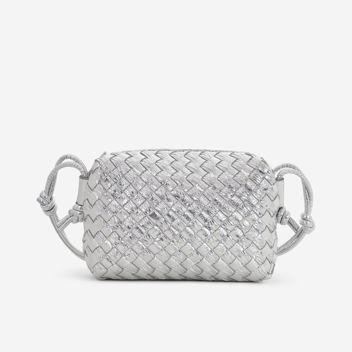 Bottega Veneta Mini Loop Camera Bag - Silver Metallic Intrecciato | Silver Hardware