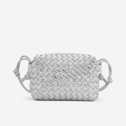 Bottega Veneta Mini Loop Camera Bag - Silver Metallic Intrecciato | Silver Hardware