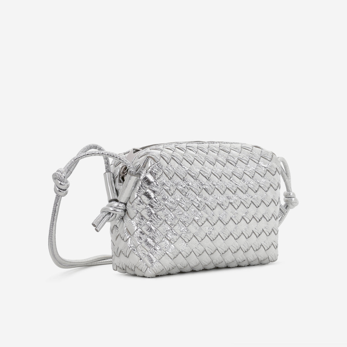 Bottega Veneta Mini Loop Camera Bag - Silver Metallic Intrecciato | Silver Hardware