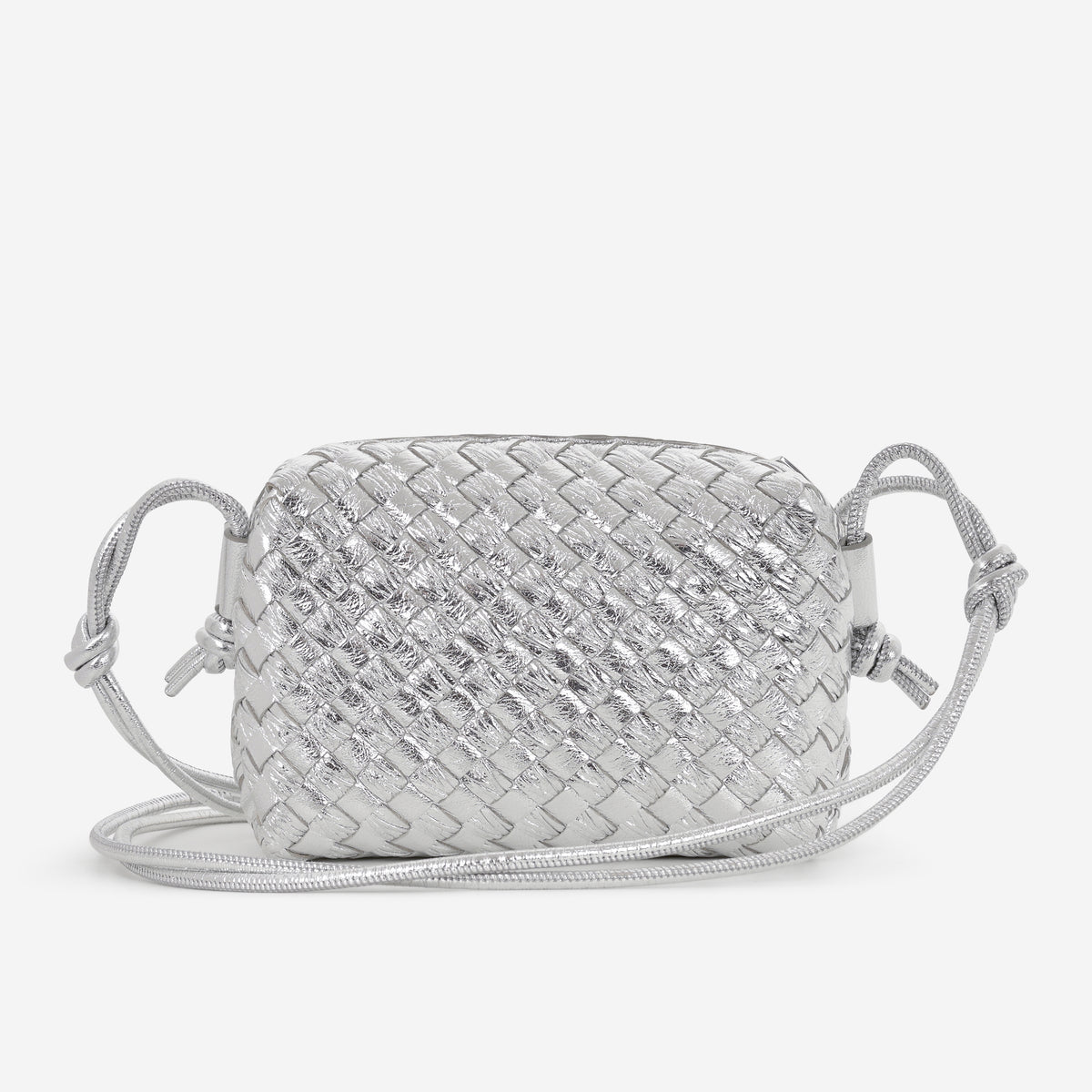 Bottega Veneta Mini Loop Camera Bag - Silver Metallic Intrecciato | Silver Hardware