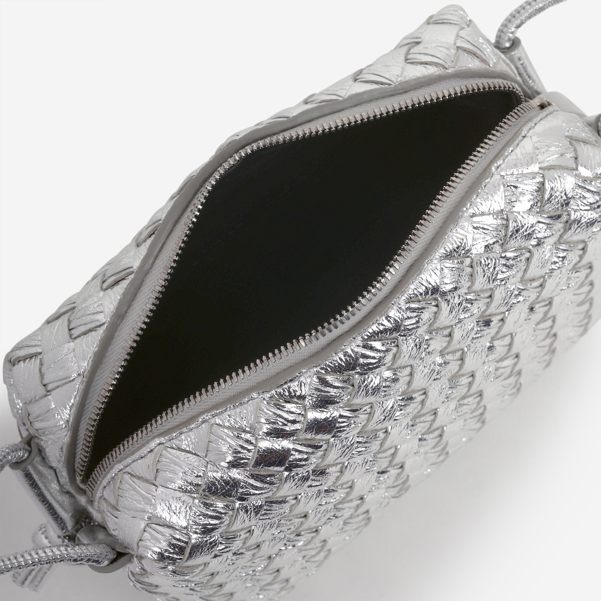 Bottega Veneta Mini Loop Camera Bag - Silver Metallic Intrecciato | Silver Hardware