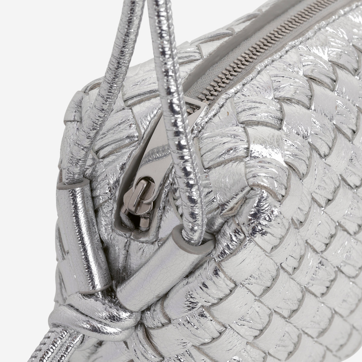 Bottega Veneta Mini Loop Camera Bag - Silver Metallic Intrecciato | Silver Hardware