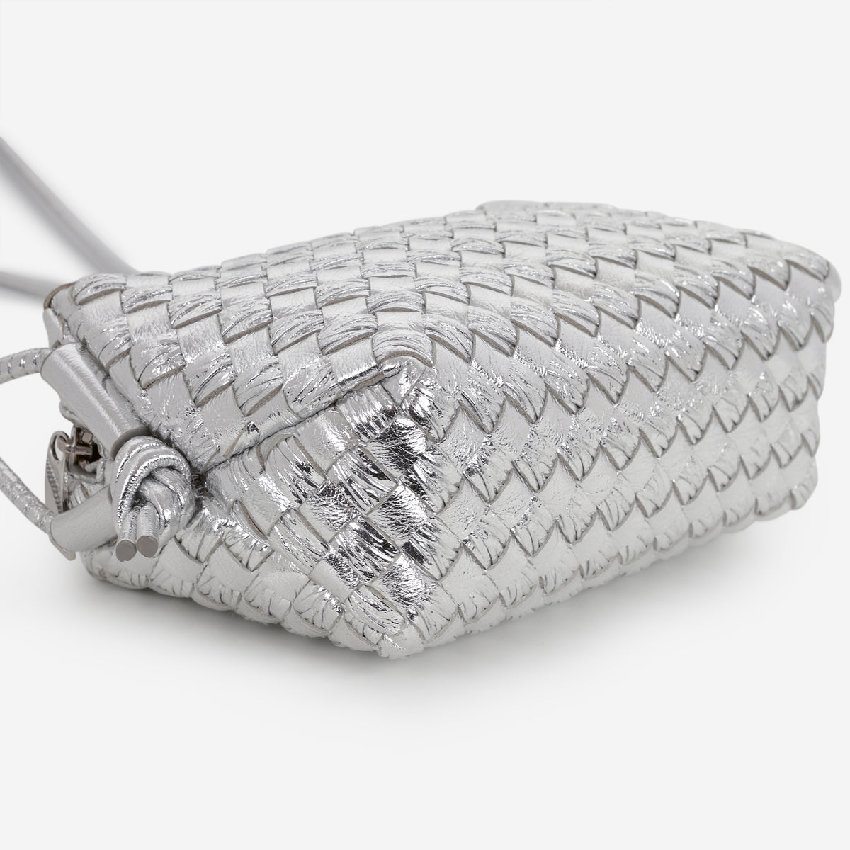 Bottega Veneta Mini Loop Camera Bag - Silver Metallic Intrecciato | Silver Hardware