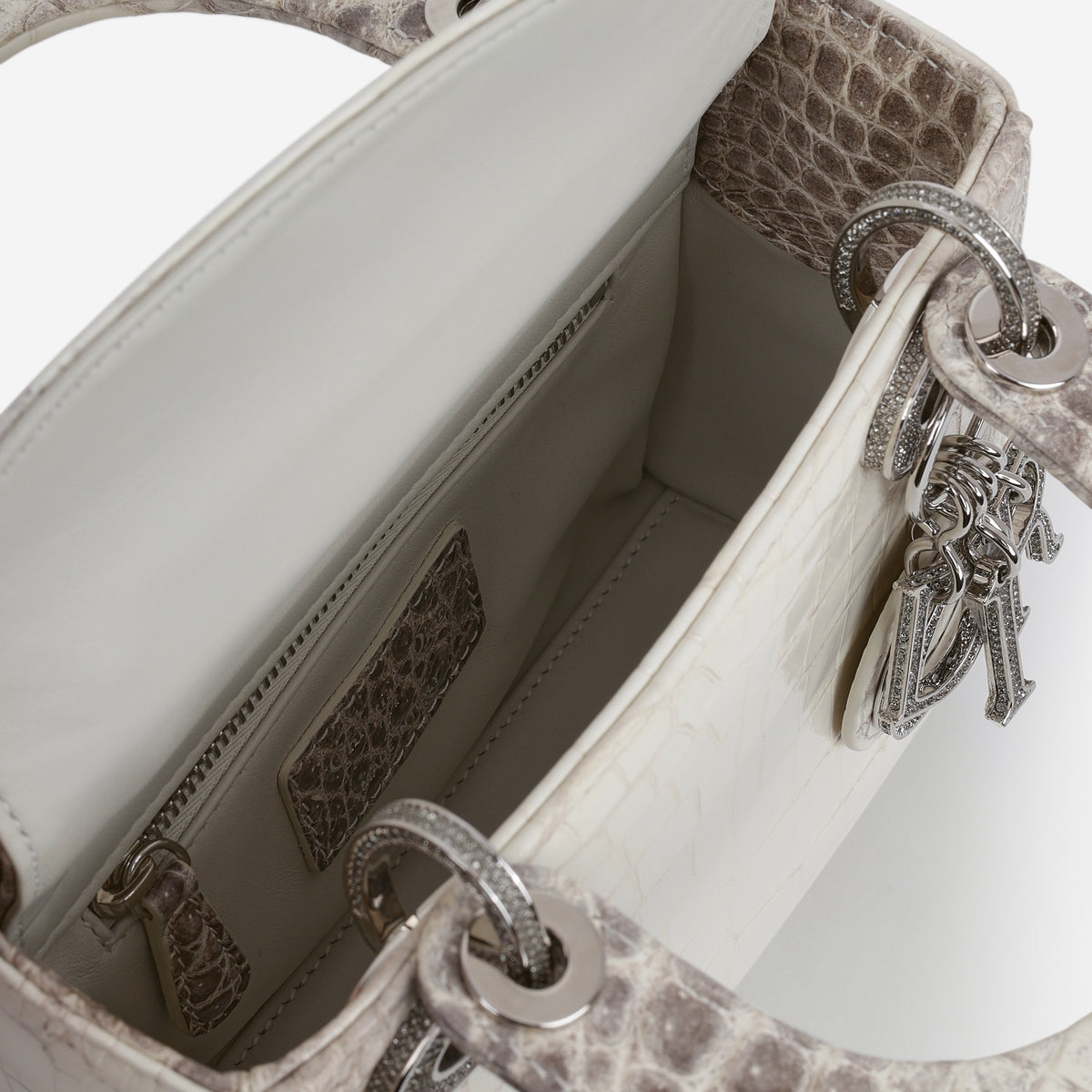 Dior Mini Lady Dior - Himalayan Crocodile Niloticus Diamante | Silver Hardware