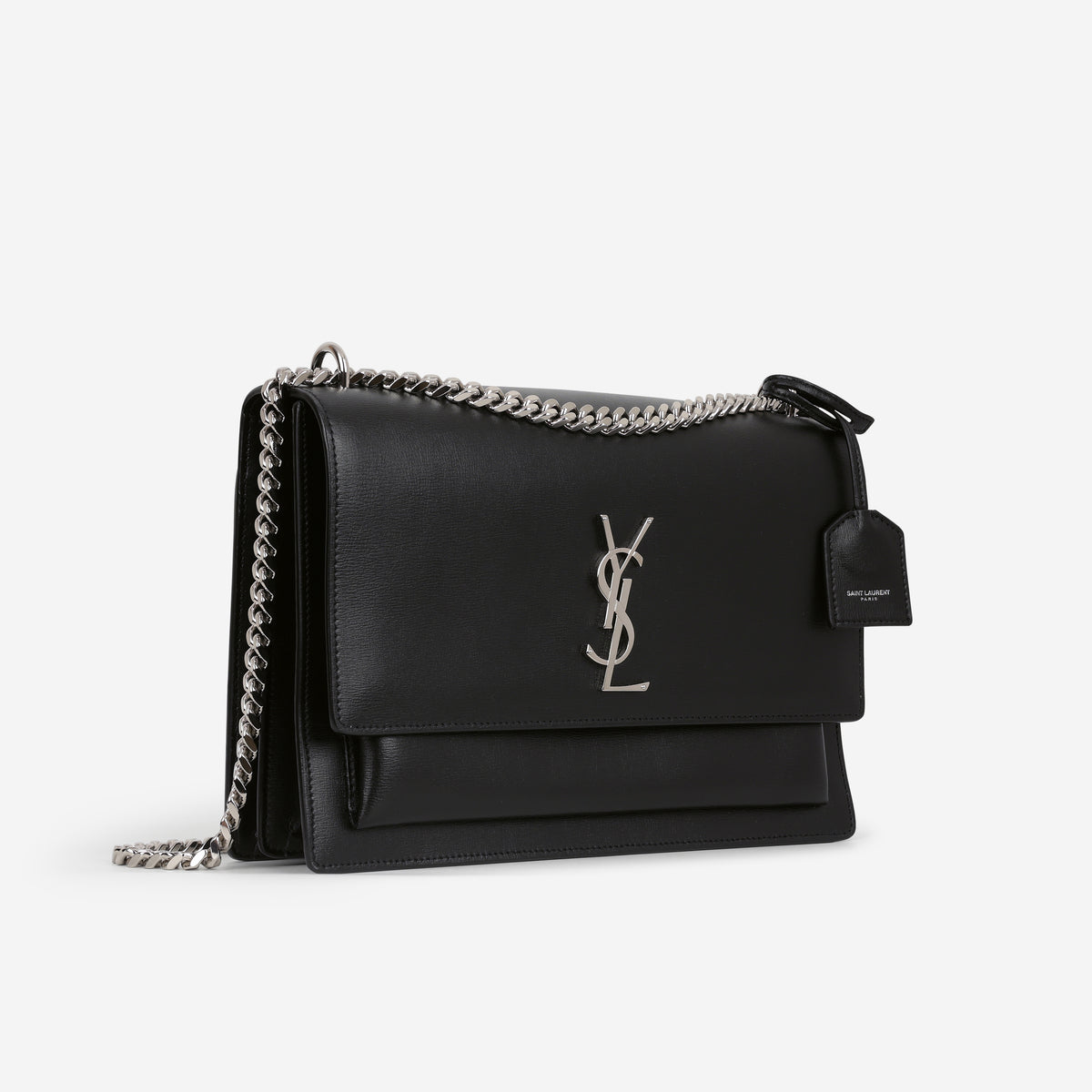 Saint Laurent Large Sunset - Black Calfskin | Silver Hardware