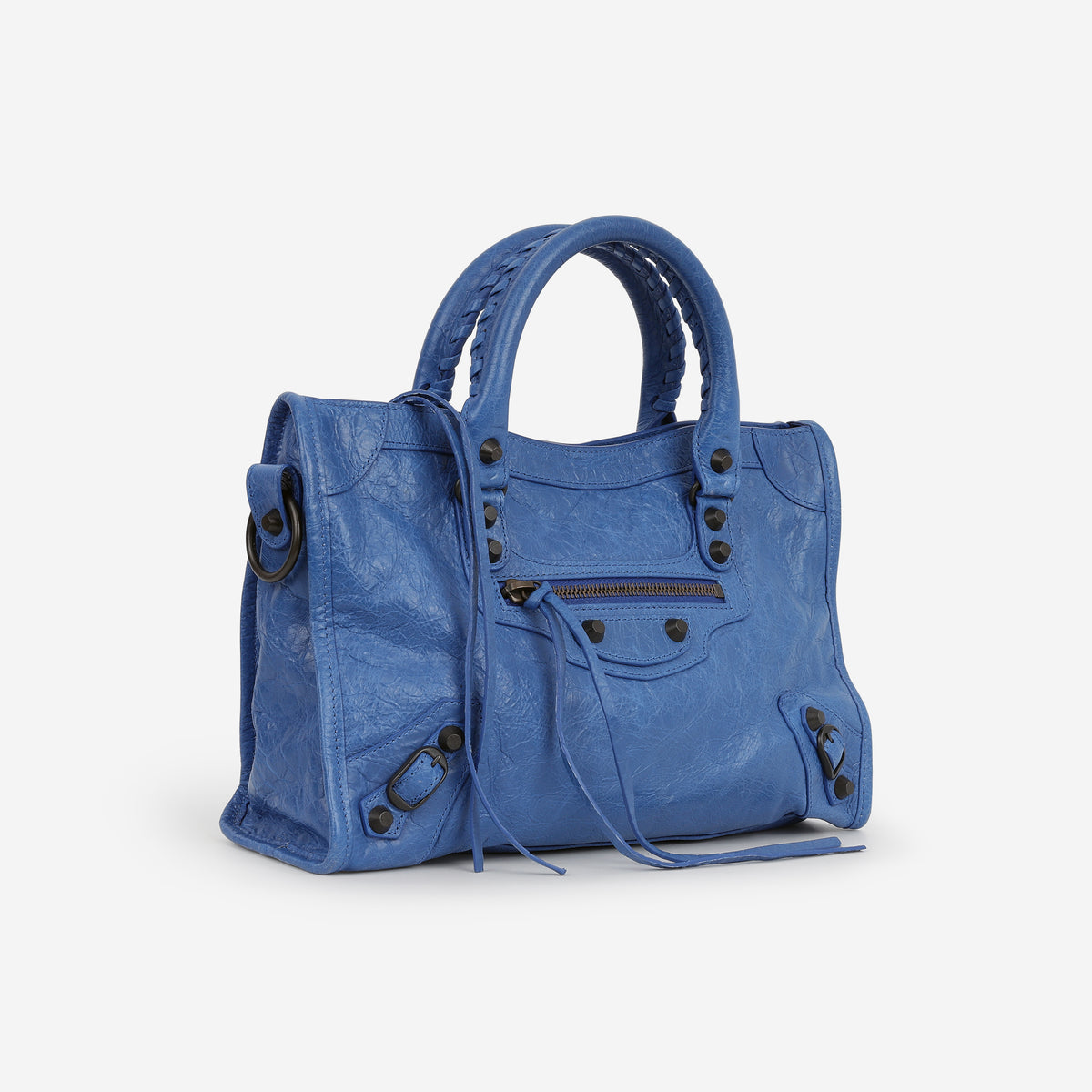 Balenciaga Small Le City Bag - Mineral Blue Crumpled Lambskin | Brass Hardware