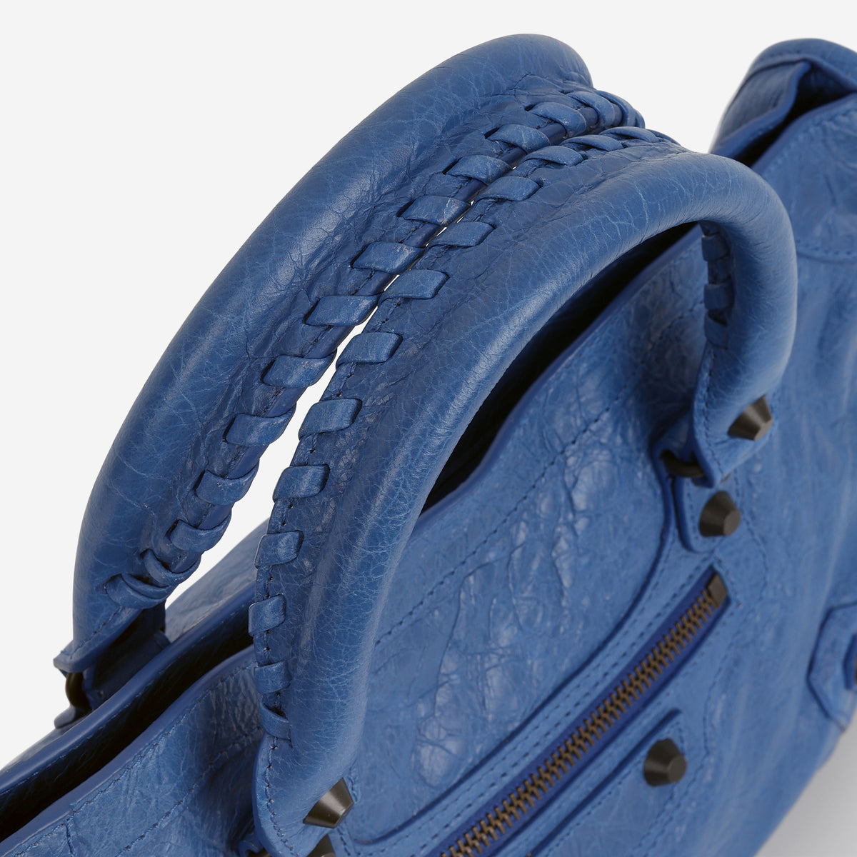 Balenciaga Small Le City Bag - Mineral Blue Crumpled Lambskin | Brass Hardware
