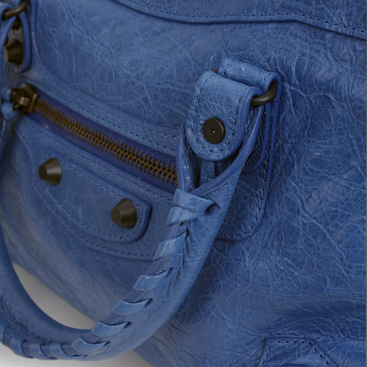 Balenciaga Small Le City Bag - Mineral Blue Crumpled Lambskin | Brass Hardware