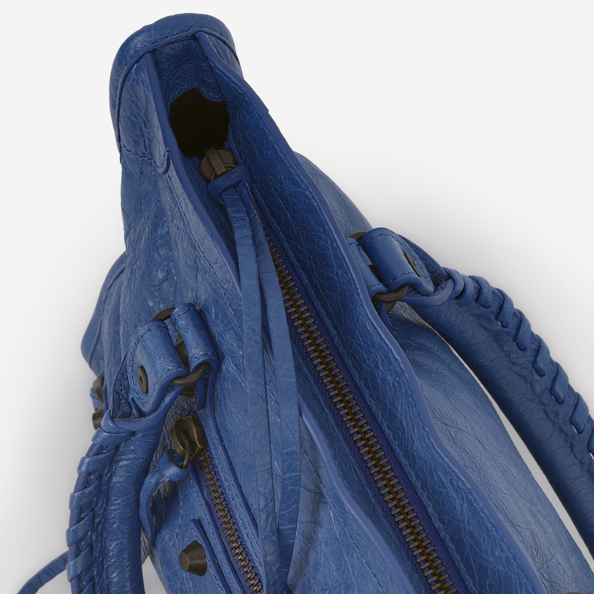 Balenciaga Small Le City Bag - Mineral Blue Crumpled Lambskin | Brass Hardware