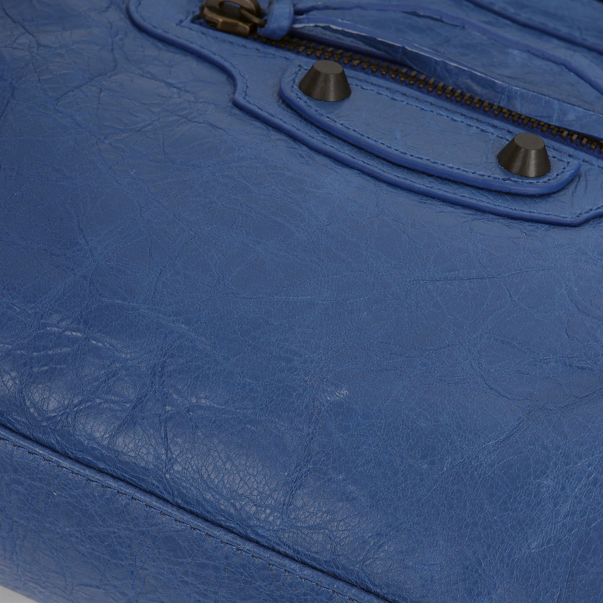 Balenciaga Small Le City Bag - Mineral Blue Crumpled Lambskin | Brass Hardware