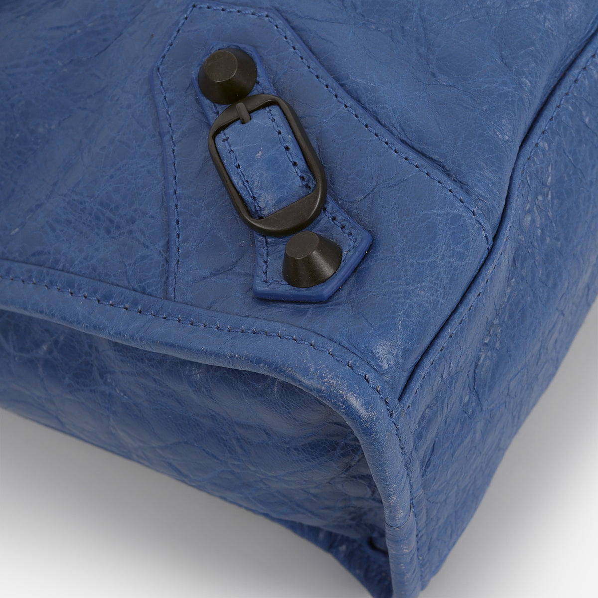 Balenciaga Small Le City Bag - Mineral Blue Crumpled Lambskin | Brass Hardware