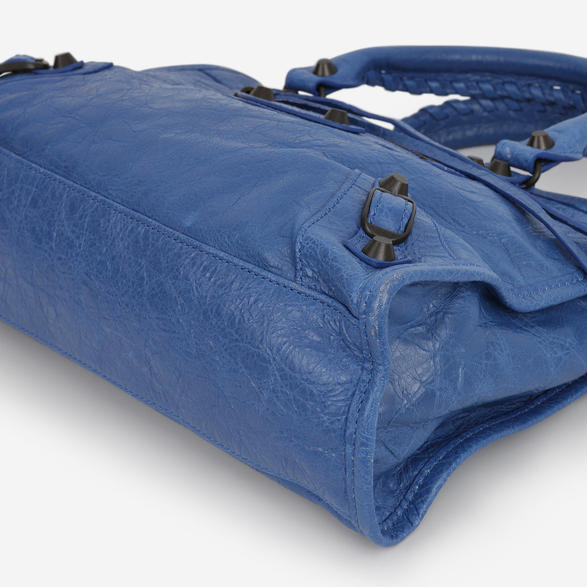 Balenciaga Small Le City Bag - Mineral Blue Crumpled Lambskin | Brass Hardware