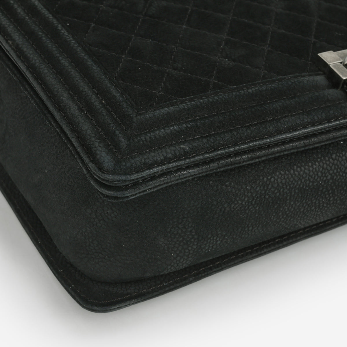 Chanel Large Boy Bag - Black Suede | Ruthenium Hardware