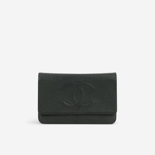 Chanel Vintage Classic Wallet on Chain - Black Caviar | Silver Hardware